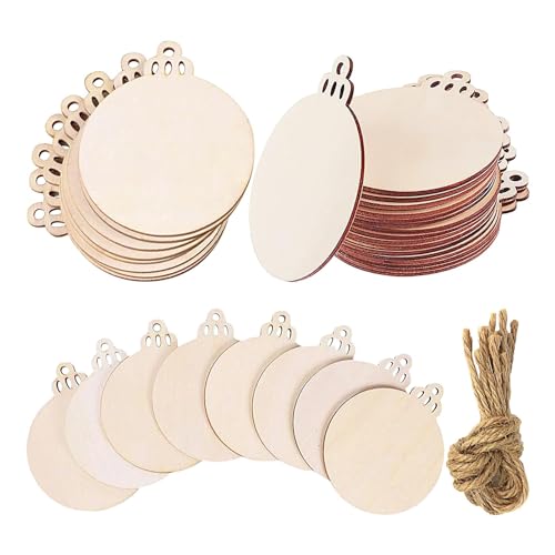 Weihnachtsschmuck aus Holz zum Selbermachen: Natürliches Holz-Weihnachtsschmuck-Set, personalisierbare Weihnachtsschmuck für handgefertigte Ornamente, Baumdekorationen, Bastelsets von Generic