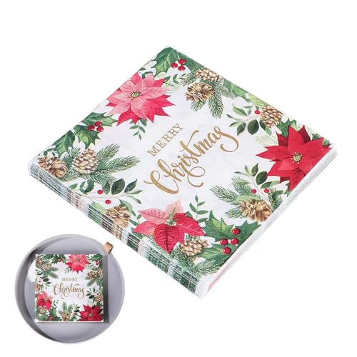 Weihnachtsservietten für Gäste, dekorative Papierservietten, quadratische Weihnachtsservietten, 33 x 33 cm, Weihnachtsdekoration Weihnachtsservietten für Gäste, dekorative Papierservietten, quadratische Weihnachtsservietten, 33 x 33 cm, Weihnachtsdekoration von Generic
