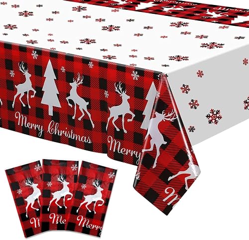 Weihnachtstischdecke,Weihnachten Party Tablecloth 137 * 274cm Cake Table Decoration Background Disposable Tablecloth für Weihnachten Birthday Party Decoration Accessories von Generic