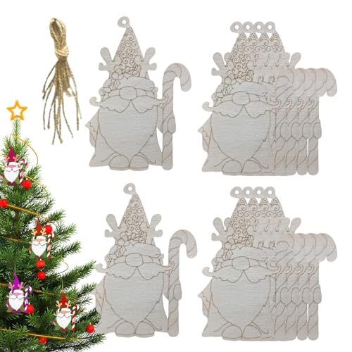 Weihnachtszwerge aus Holz - 10 Stück Holzausschnitte mit Zwergen unvollendet mit Linien - Bastelsets aus Holz für Kinder, patriotischer Baum, Klassenzimmerdekoration Weihnachtszwerge aus Holz - 10 Stück Holzausschnitte mit Zwergen unvollendet mit Linien - Bastelsets aus Holz für Kinder, patriotischer Baum, Klassenzimmerdekoration von Generic