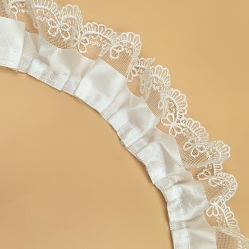 Weißer Spitzen-Rüschenbesatz zum Basteln, 5,1 cm breit, 2,7 m, Spitzenband für Applikationen, Nähen, Hochzeitsverzierung, DIY-Dekoration Weißer Spitzen-Rüschenbesatz zum Basteln, 5,1 cm breit, 2,7 m, Spitzenband für Applikationen, Nähen, Hochzeitsverzierung, DIY-Dekoration von Generic