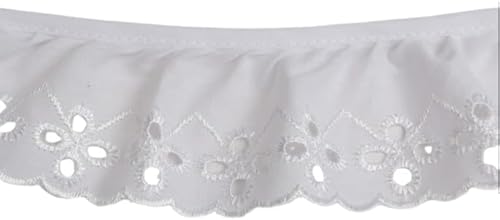 Gerüschte Ösen, Spitze, weißer Stoffrand zum Nähen von Brautkleidung, Babykleidung, Decken, Kissen, DIY-Dekorationen (5,1 cm x 18 Meter) von Generic