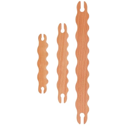 Wellenstäbe aus Holz, Webmarker aus Holz – 3 Stück Webstöcke aus Holz, handgefertigte Stäbe, Strickwerkzeuge für Handwerk, Strickprojekte von Generic