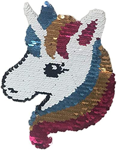 Wendbarer Einhorn-Pailletten-Aufnäher, buntes Pferd, zum Aufnähen, für Sweatshirt, Kleidung, Jeans, Jacken, Taschen, Handtaschen, Handarbeit Wendbarer Einhorn-Pailletten-Aufnäher, buntes Pferd, zum Aufnähen, für Sweatshirt, Kleidung, Jeans, Jacken, Taschen, Handtaschen, Handarbeit von Generic