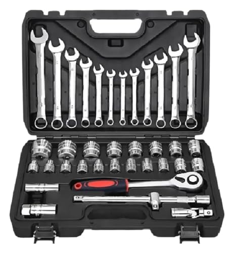 Werkzeugset Werkzeugkoffer 37-teilig Maulschlüssel Steckschlüsselsatz Autoreparaturwerkzeuge Kombi-Set Werkzeugkasten Werkzeugsatz Set von Generic
