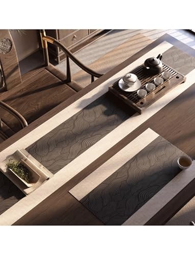 Wiederverwendbare Leder Tischläufer Lang Tischsets Waschbar Retro Couchtisch Matten Für Abendessen Feiertage Zuhause Küche (Dunkel Gray,33x160cm) von Generic