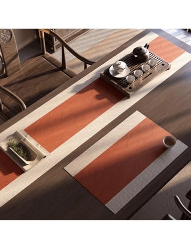 Wiederverwendbare Leder Tischläufer Lange Tischsets Waschbar Retro Couchtisch Matten Für Abendessen Feiertage Zuhause Küche (Red,33x140cm) von Generic