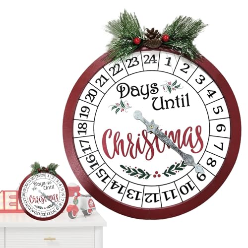 Willkommens-Adventskalenderuhr aus Holz, Weihnachtsadventskalender aus Holz, Willkommensschilder mit Countdown-Kalender aus Holz, bezaubernder Anhänger aus von Generic