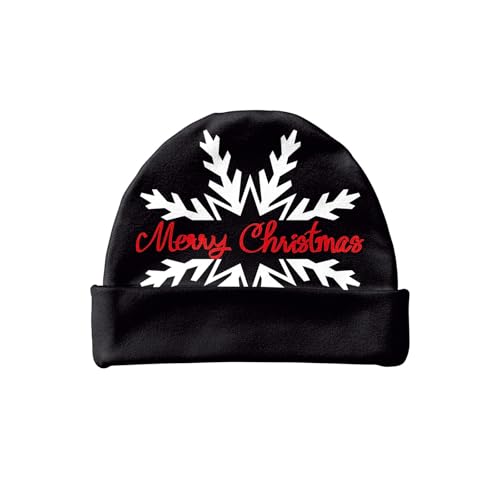 Winter 2024 Weihnachtsaccessoire Mütze mit Digitaldruck Schneeflocke Design Weihnachtsmann Motiv Samtstoff Moderner Stil (1-Dark Purple, M) von Generic