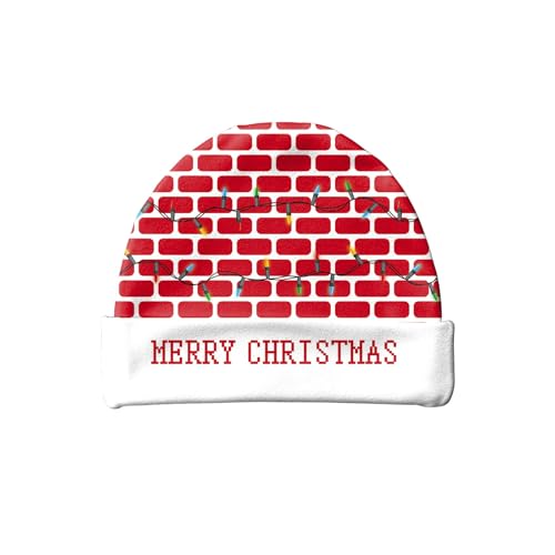 Winter 2024 Weihnachtsaccessoire Mütze mit Digitaldruck Schneeflocke Design Weihnachtsmann Motiv Samtstoff Moderner Stil (1-Purple, M) von Generic