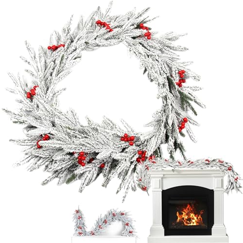 Winterferiendekoration – Weihnachtsbaumgarlanden, Fensterkranz | Eleganter Weihnachtsstil, festliche Girlande wiederverwendbar für Party, Hochzeit, Urlaubsmantel, Tisch, von Generic