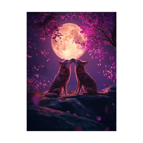 Wolf Malen Nach Zahlen Erwachsene Mond Malen Nach Zahlen 100 x 135CM DIY Basteln Erwachsene Klarheit Farbe Leinwan Bilder mit Acrylfarben Set 3 Typen Pinsel für Wanddeko Wohnzimmer Geschenke 2YH-14891 von Generic