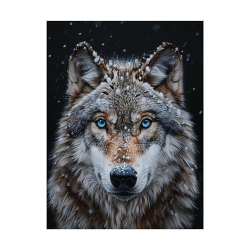 Wolf Malen Nach Zahlen Erwachsene Tier Malen Nach Zahlen 100x135CM DIY Basteln Erwachsene Klarheit Farbe Leinwan Bilder mit Acrylfarben Set 3 Typen Pinsel für Wanddeko Wohnzimmer, Geschenke 2YH-14289 von Generic