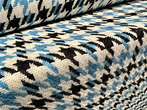 Wollbouclé schwerer Mantelstoff, Meterware, Jacquard, Hahnentrittmuster, Türkis, Schwarz und Weiß Wollbouclé schwerer Mantelstoff, Meterware, Jacquard, Hahnentrittmuster, Türkis, Schwarz und Weiß von Generic