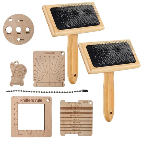Wollhand -Carder -Set - Holzfaserbürstenwerkzeug, Filzvorbereitungskamm (für -Spinnen) | Projekt, Nadelfilz, , Textilmischung, Textilhandhabung, Mischung, Weben Von Handwerk, Fadengestaltung von Generic