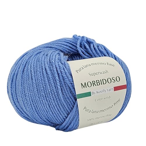 Woolly Yarn 100% Merinowolle, einlaufsicher, zum Häkeln und Stricken, Baby-Wolle, einfarbig, 50 g, 150 m, für Bekleidungsdecken und vieles mehr (Hellblau 164) von Generic