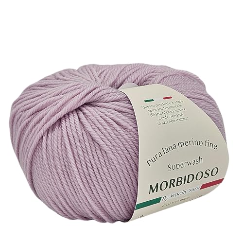 Woolly Yarn 100% Merinowolle, einlaufsicher, zum Häkeln und Stricken, Baby-Wolle, einfarbig, 50g, 150m, für Bekleidungsdecken und mehr (Lila Chiaro 714) von Generic