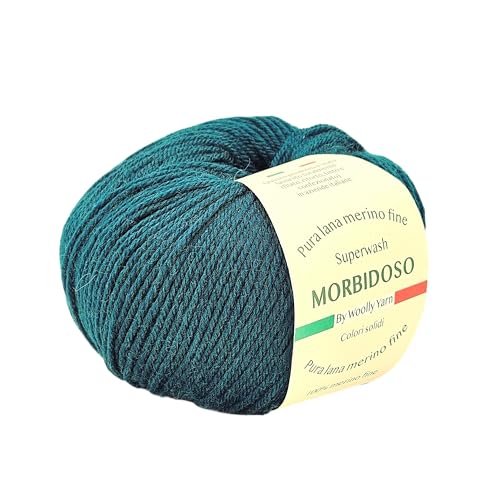 Woolly Yarn 100% Merinowolle, einlaufsicher, zum Häkeln und Stricken, Babywolle, einfarbig, 50g, 150m, für Bekleidungsdecken und mehr (Petrol 704) von Generic