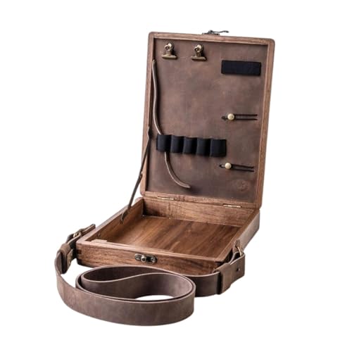 Writers Messenger Holztasche – Kunsttasche, Pochade-Box, Künstlerwerkzeug und Pinsel-Aufbewahrungsbox | Walnussholztasche mit Klappdeckel, Umhängetasche, Taschen-Organizer für Skizzierer, Schriftstell von Generic