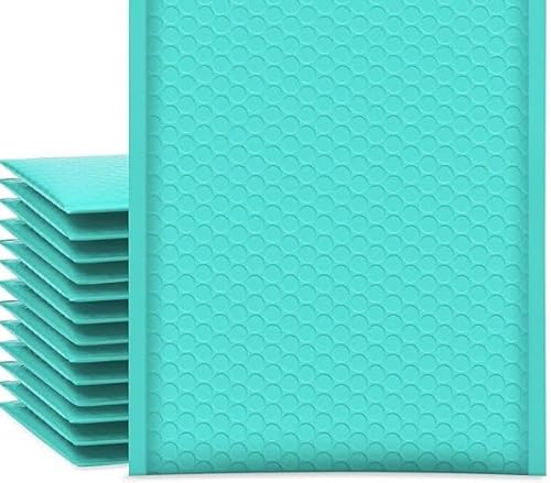 YGM Luftpolster-Versandtaschen, Luftpolsterumschläge für Versandtaschen, wasserdicht, Polybeutel (Blau, Aqua), 4 x 8 (10 Stück) von Generic