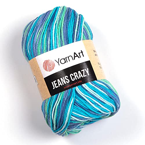 YarnArt Jeans Crazy 55% Baumwolle, 45% PAC, Amigurumi-Baumwollgarn, 2 Sportgarn, 1 Knäuel, 50 g, 174 m (7204) von Generic