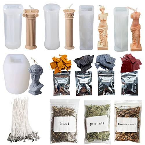 Yayatty 5 Stück Kerzenform Silikon Römische Säule Silikon Kerzen Formen für Kerzenherstellung, Kerzendocht, Kerzenfarbstoffe und Natürliche Getrocknete Blumen für Kerzen, Wachs, Seife Yayatty 5 Stück Kerzenform Silikon Römische Säule Silikon Kerzen Formen für Kerzenherstellung, Kerzendocht, Kerzenfarbstoffe und Natürliche Getrocknete Blumen für Kerzen, Wachs, Seife von Generic