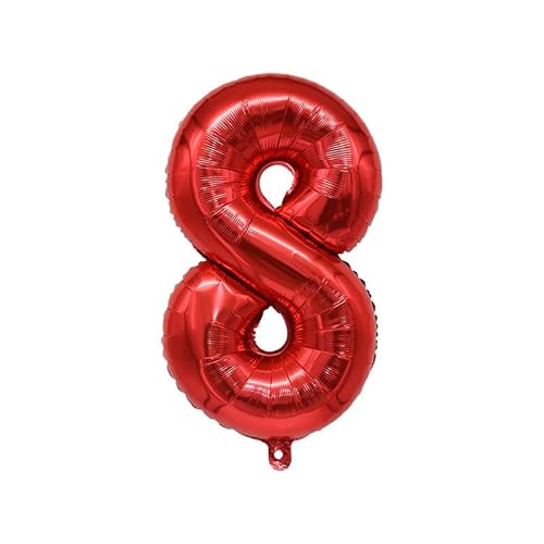 Zahlen Folienballon für Hochzeit Baby Geburtstag Party Dekoration-rot-8//40inch von Generic