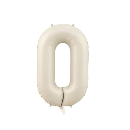Zahlen Luftballon Karamell Beige, 100cm Groß Creme Weiß Folienballon Zahl, 40 Zoll Zahlenballon Helium Ballon, Luftballon 0-9. für Jahre Mädchen Babyparty Geburtstagsdeko Jubiläum (Beige,0) von Generic