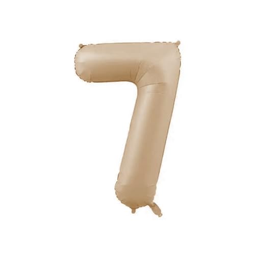 Zahlen Luftballon Karamell Beige, 100cm Groß Creme Weiß Folienballon Zahl, 40 Zoll Zahlenballon Helium Ballon, Luftballon 0-9. für Jahre Mädchen Babyparty Geburtstagsdeko Jubiläum (Karamell,7) von Generic