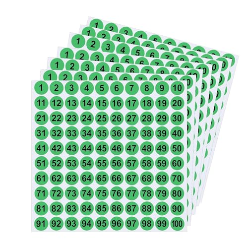 Zahlenaufkleber – 7 x nummerierte Inventaretiketten | Selbstklebende Abziehbilder, reißfest, 2,54 cm, rund, Nummern 1 bis 100, für Aufbewahrungsschränke Zahlenaufkleber – 7 x nummerierte Inventaretiketten | Selbstklebende Abziehbilder, reißfest, 2,54 cm, rund, Nummern 1 bis 100, für Aufbewahrungsschränke von Generic