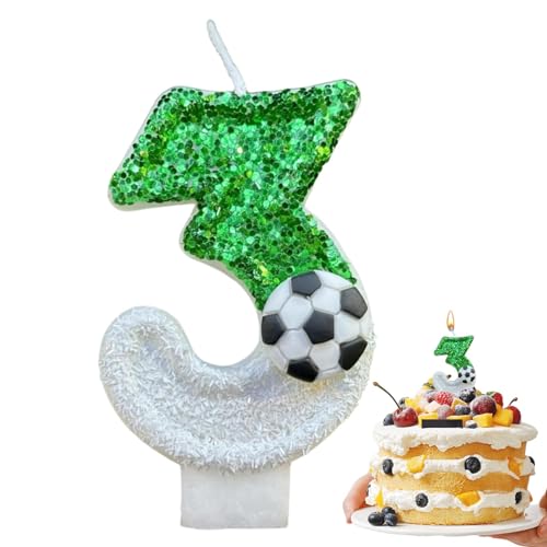 Zahlenkerzen für Kuchen - Zahlenkerzen auf der Tortendekoration, Glitzer Kerzen Dekoration für Fußball | Kreative Kuchendekoration für Geburtstag Jahrestag von Müttern von Generic