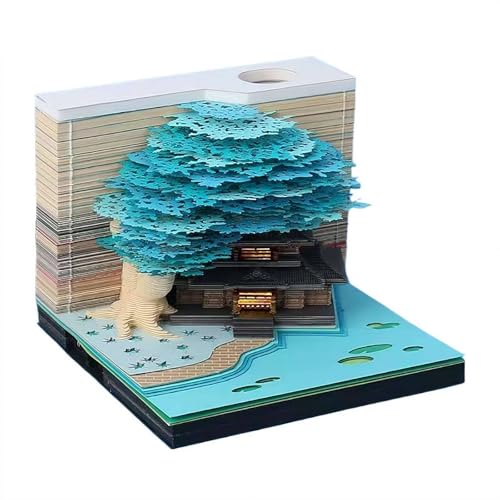 Zeitmesskalender 2026 – LED-Licht 3D Abreißpapier Schnitzen Schreibtischkalender, Notizblock, Weihnachten Einweihungsgeschenk & Desktop-Dekoration für Freunde und Familie (Blau) von Generic
