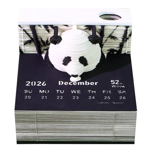 Zeitstückkalender - 8 Cm Tränen Sie Den Täglichen Planer, Abziehen Dekorative Desktop Planer, Panda -Papierschnitzer 2026 Kalender Für Bücherregalarbeit Schlafzimmer Wohnzimmer Erwachsener Kinder L von Generic