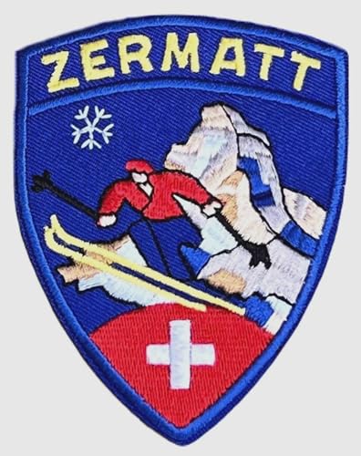 Zermatt_Switzerland Patch (8,9 cm) bestickter Aufnäher zum Aufbügeln oder Aufnähen, Abzeichen für Ski-Abenteuer, Reisen, Souvenir, Emblem, Rucksäcke, Taschen, Hüte, Jacken, Skifahren, von Generic