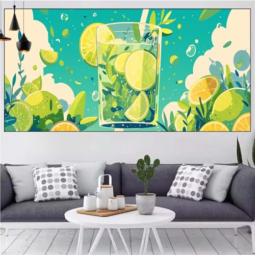 Zitrone Diamond Painting xxl 60x120cm Diamond Painting Erwachsene Obst Diamant Malerei Set,Mosaikherstellung Malen Nach Zahlen Cross Stickerei Kunst Leinwand Malerei Kits,Décor Geschenke Frauen CN-834 von Generic