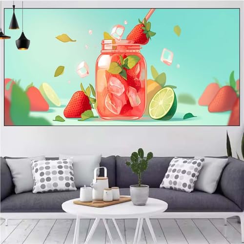 Zitrone Diamond Painting xxl 90x180cm Diamond Painting Erwachsene Erdbeere Diamant Malerei Set,Mosaikherstellung Malen Nach Zahlen Cross Stickerei Kunst Leinwand Malerei Kits,Décor Gifts Frauen CN-827 von Generic
