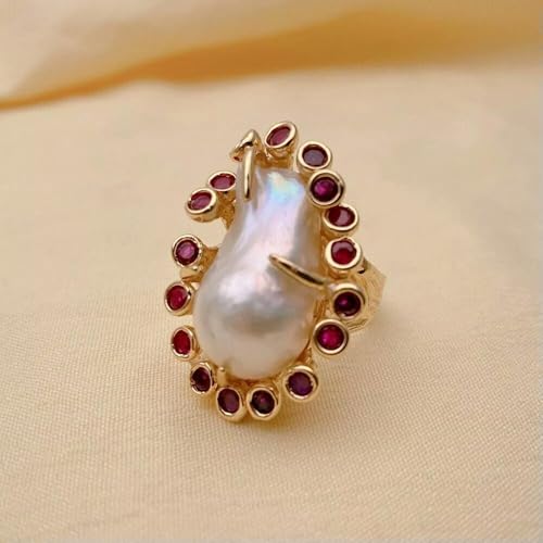 Zuchtperlen Ring mit Fuchsia Zirkonia, verstellbar Zuchtperlen Ring mit Fuchsia Zirkonia, verstellbar von Generic