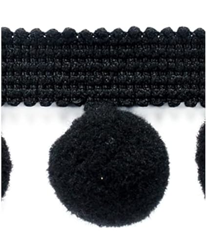 ab 5m Bommelborte Breite 3,5 cm Ø2 cm Farbe Schwarz Pompomband Pompon Deko Dekoborte Bänder Bordüre Boules (DE) von Generic