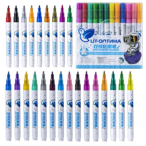glitzer konturenstifte glitzer marker set glitzer konturenstifte set glitzer gelkonturstifte doppelseitig liner 24 selbstklebende farbige stifte für glitzer zeichnungen scrapbooking journ von Generic
