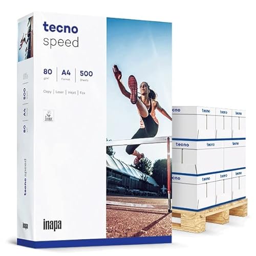 inapa Drucker-/Kopierpapier tecno Speed A4, 80gm², 1/2 Palette (50.000 Blatt), weiß - schnell und staubfrei drucken von Generic