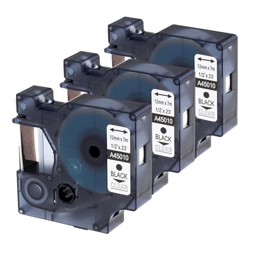nanologi 3x Kompatibel für Bänder D1 45010 S0720500 Schwarz auf Klar, 12 mm x 7 m, Ersatz für DYMO LabelManager LM 160 210D 220P 260P 280 360D 420P 450D 500TS PnP MobileLabelPoint LabelWriter LW 400 nanologi 3x Kompatibel für Bänder D1 45010 S0720500 Schwarz auf Klar, 12 mm x 7 m, Ersatz für DYMO LabelManager LM 160 210D 220P 260P 280 360D 420P 450D 500TS PnP MobileLabelPoint LabelWriter LW 400 von Generic