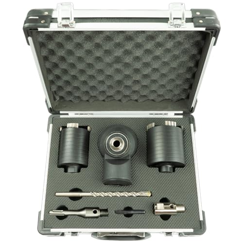 WEFARU Profi Diamant Dosensenker Set Ø 68 & 82 mm inklusive Staubabsaugung - Staubarmes Bohren von Kalksandstein, Mauerwerk, Ziegel, etc von Generic