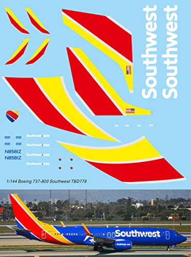 1/144 Decals für Boeing 737 800 Southwest Airlines Livery TB Decal TBD778 von Generico