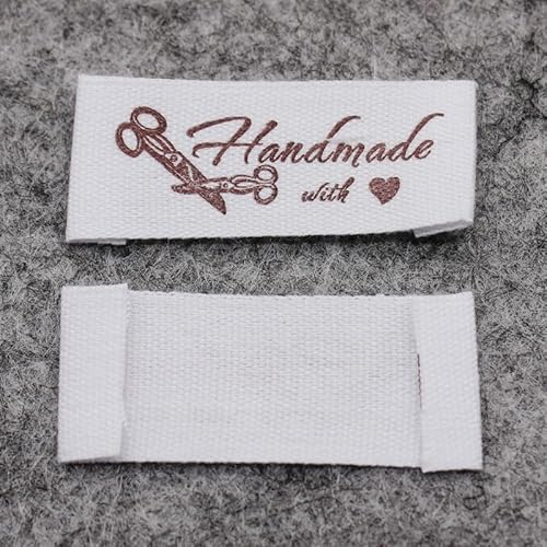 100 Stück, bedrucktes Baumwolletikett, bedrucktes Etikett, Hauptetikett (weiße Baumwoll-Scheren 100 Stück) von Genérico