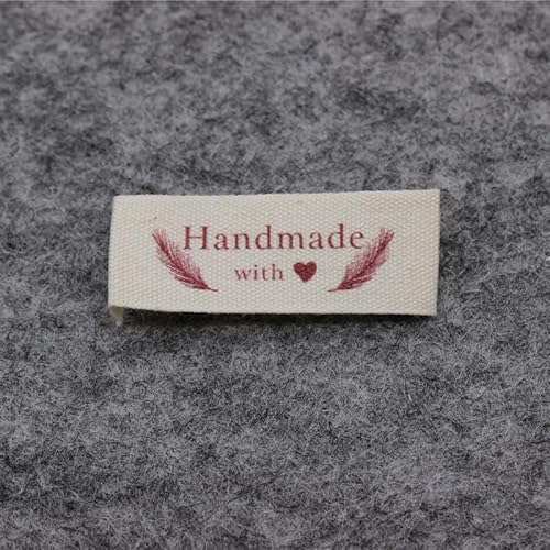 100 Stück, bedrucktes Baumwolletikett, handgemacht, bedrucktes Etikett, DIY-Etiketten, Hauptetikett (beige Baumwollblatt, 100 Stück) von Genérico