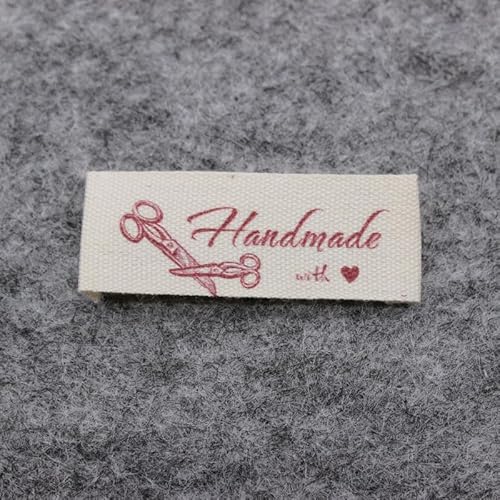 100 Stück, bedrucktes Baumwolletikett, handgemachtes Etikett, bedruckte Etiketten, Hauptetikett (beige Baumwoll-Scheren 100 Stück) von Genérico