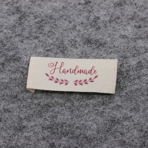 100 Stück, bedrucktes Baumwolletikett, handgemachtes Etikett, bedruckte Etiketten, Hauptetikett (beige Baumwollblumen, 100 Stück) von Genérico