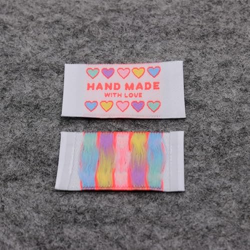100 Stück, bunt, handgefertigt, gewebte Etiketten, Stoffetiketten, gewebte Etiketten (Weiß (2,5 x 5), 100 Stück von Genérico