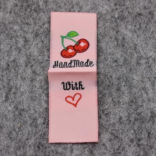 100 Stück, buntes handgemachtes gewebtes Etikett/Bastel-Label in der Mitte, gefaltete Etiketten, bestickte Stoffetiketten, 100 Stück von Genérico