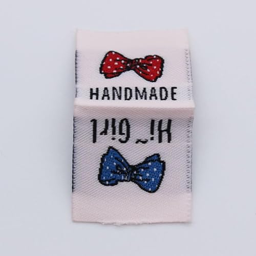 100 Stück, buntes handgemachtes gewebtes Etikett/DIY Zentrum Fold Labels/bestickte Kleidung/Spielzeugbeutel, gewebte Etiketten (rot (2,5 x 5 cm), 100 Stück von Genérico